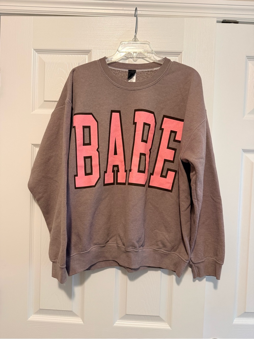Sweet Claire Mauve Sweatshirt with Pink BABE Lettering